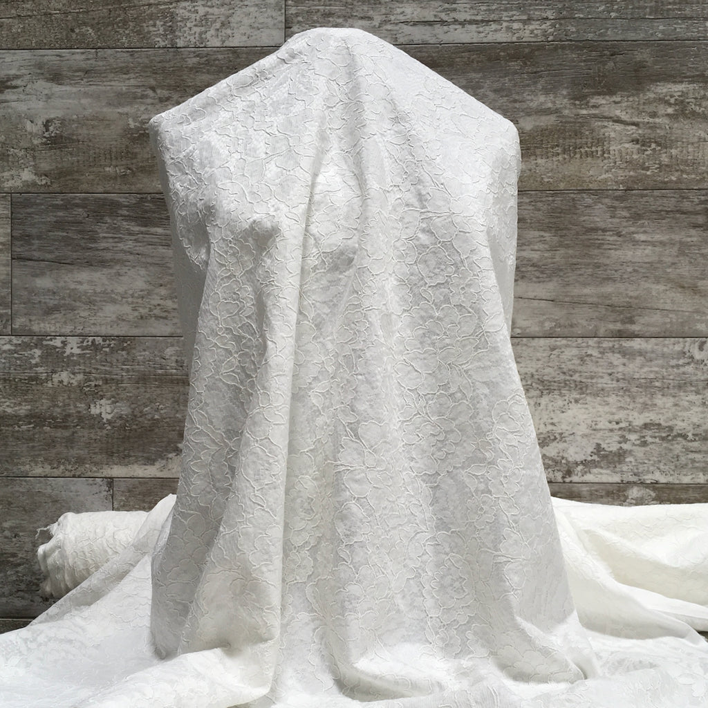 Bridal Lace Fused Satin / 03 Ivory | Sold by the half yard