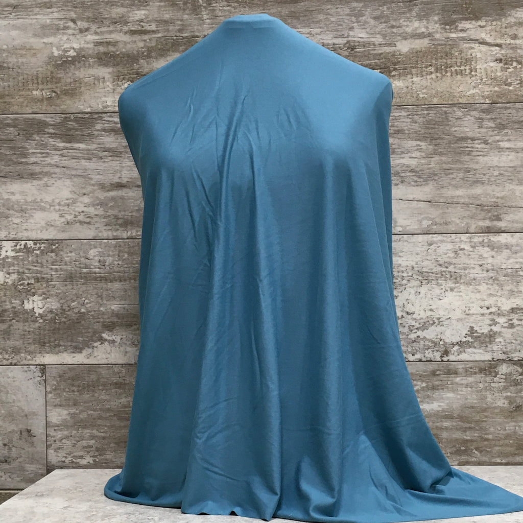 Bamboo / Jersey Fiji Blue Solid l Sold by the half yard