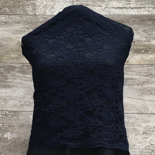 Xanna Lace / Navy - Sold by the half yard