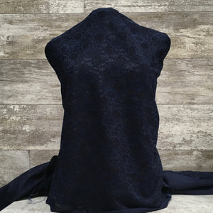 Lace Fused Satin / Navy | Sold by the half yard