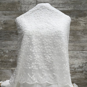 Bridal Lace Daisy Embroidery - Sold by the half yard