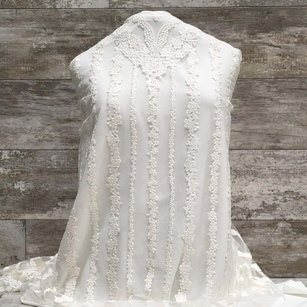 Bridal Lace Chevron Stripe Design - Sold by the half yard