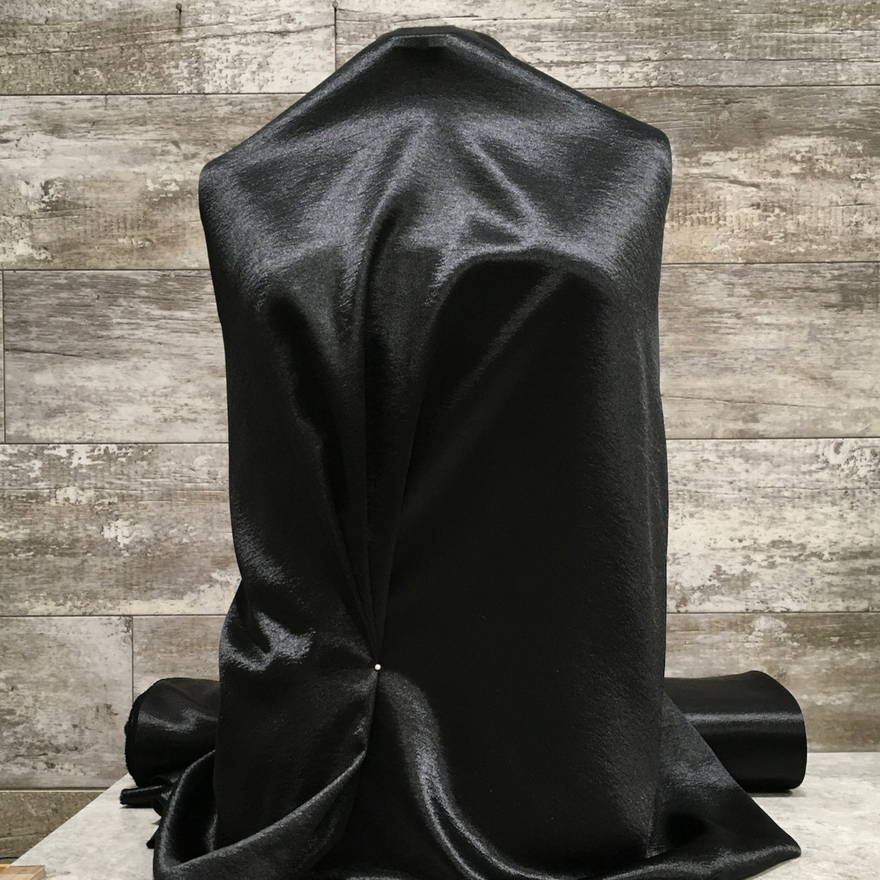 Stretch Satin /  Black | Sold by the half yard