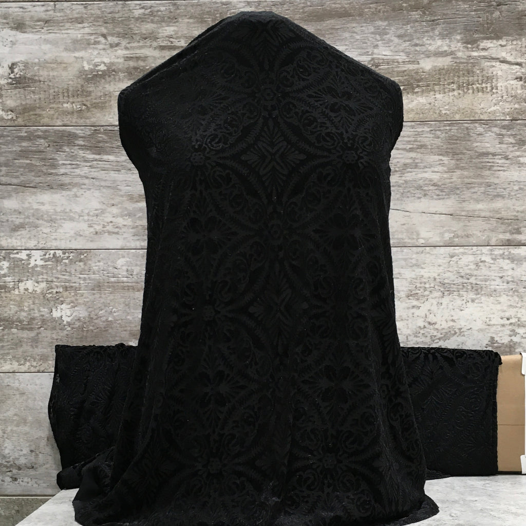 Diamond Burnout / Black - Sold by the half yard