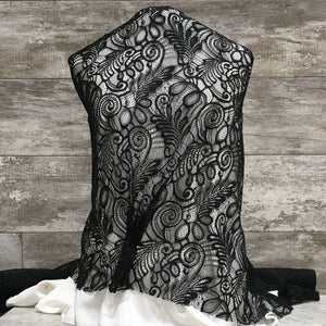 Paisley Swirls Lace / Black - Sold by the half yard