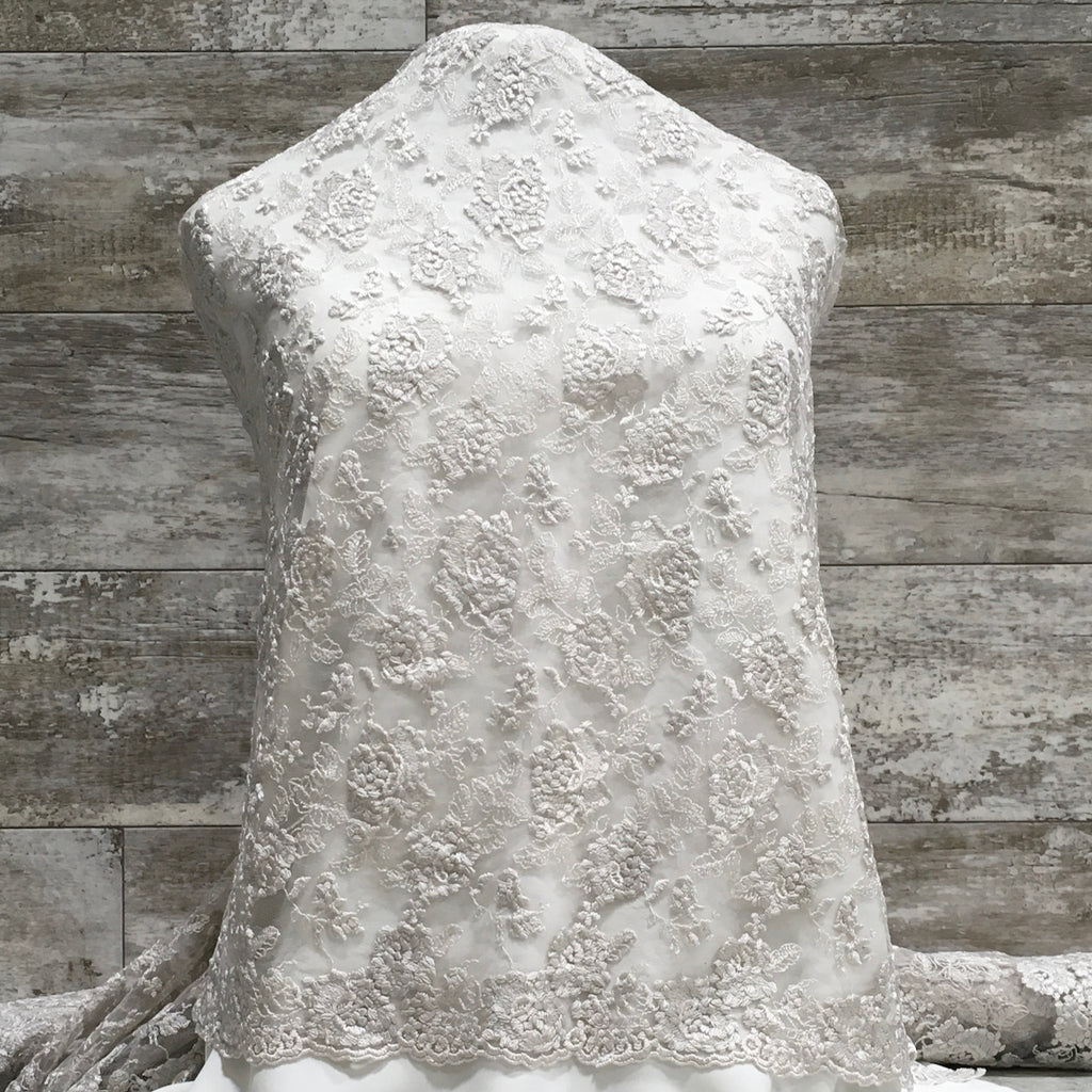 Oyster Embroidered Lace / Sold by the half yard